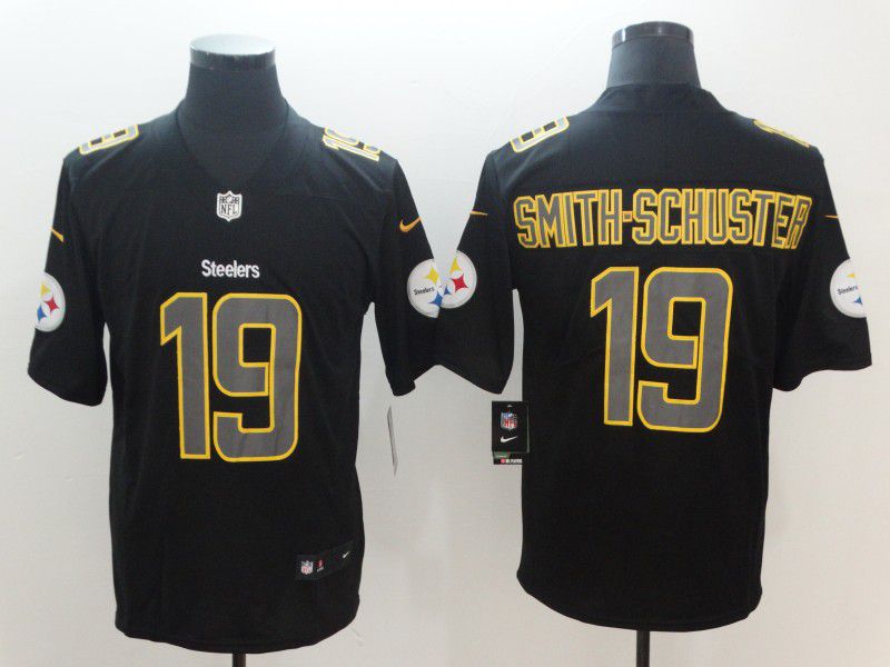 Men Pittsburgh Steelers 19 Smith-schuster Nike Fashion Impact Black Color Rush Limited NFL Jersey